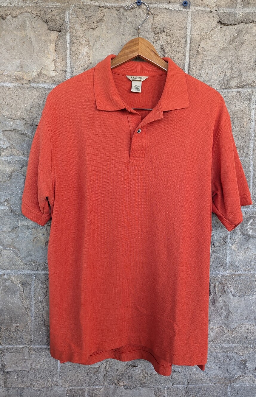 L.L. Bean Men's Orange Polo Shirt 100% Cotton Canadian Brand